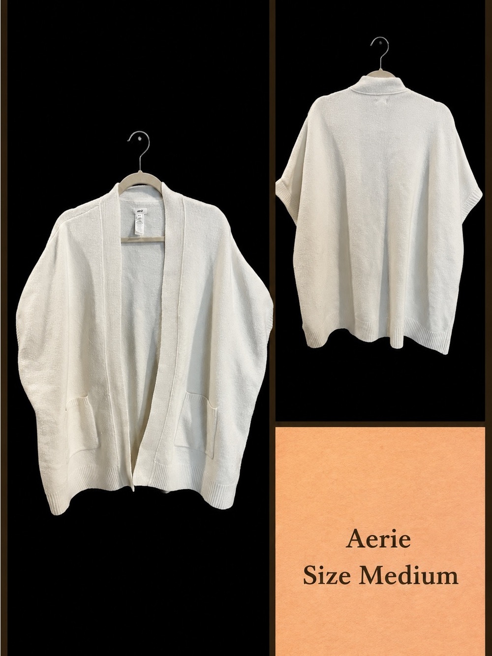Aerie white oversized cape cardigan with pockets